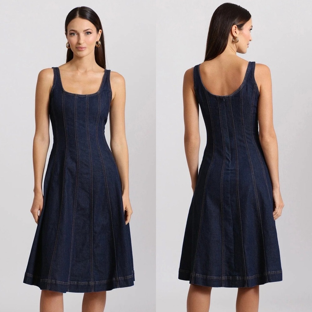 Brand New - AVEC LES FILLES Denim Fit-and-flare Midi Dress 💙✨ - Picture 2 of 13